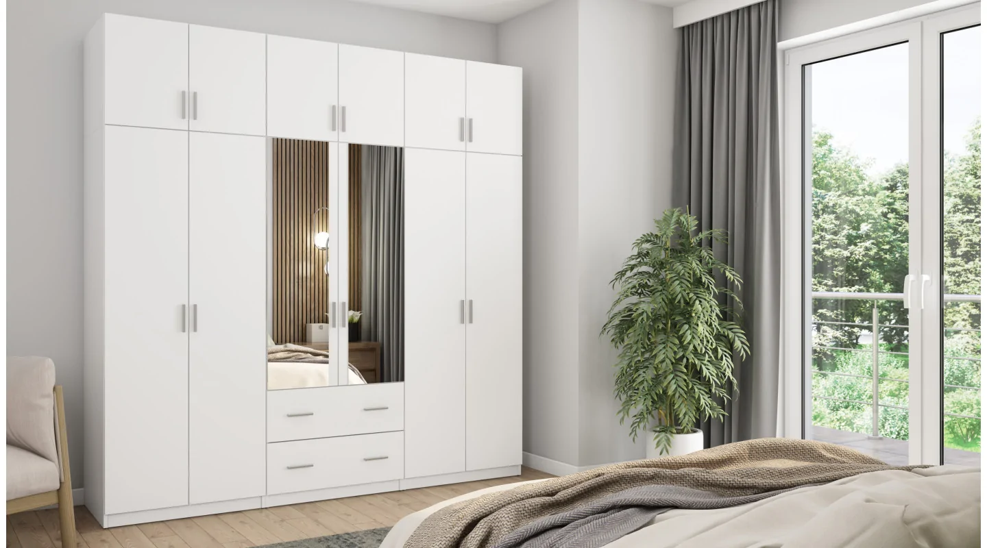 Szafa 222x230 cm biała lustro – Altis | eMeblast