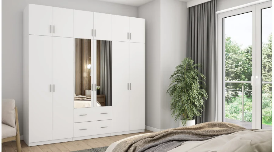 Szafa 222x230 cm biała lustro – Altis | eMeblast