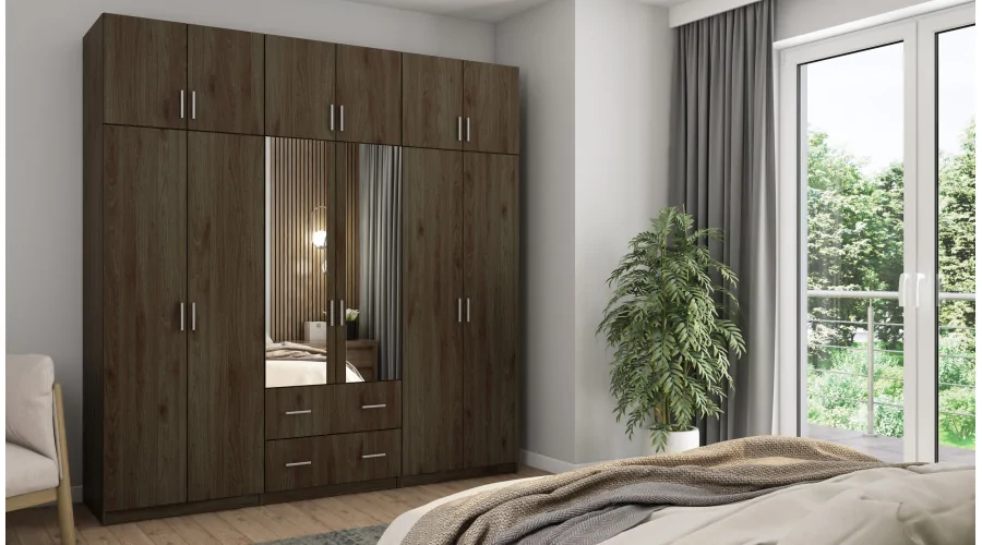 Szafa 222x230 cm orzech okapi lustro – Altis | eMeblast