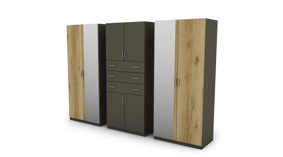 Szafa 225x210 cm grafit dąb grand naturalny – Norel | eMeblast