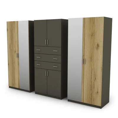 Szafa 225x210 cm grafit dąb grand naturalny lustro – Norel | eMeblast