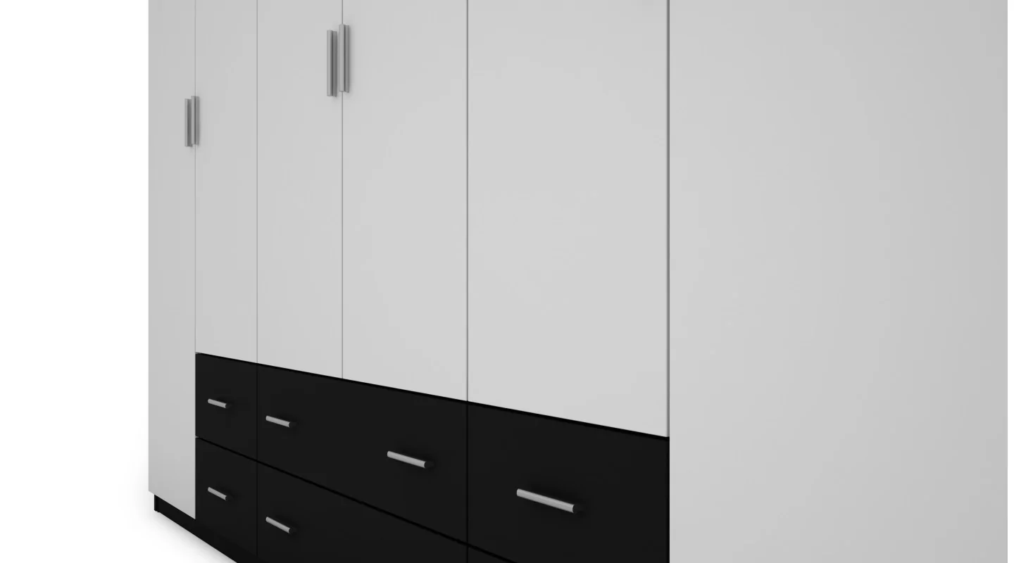 Szafa 240x220 cm czarny biel lustro – Torven | eMeblast