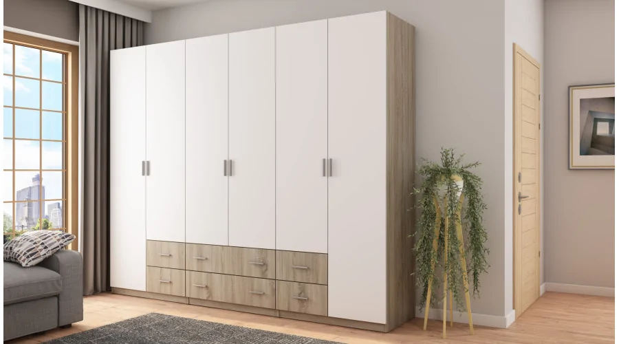 Szafa 240x220 cm sonoma jasna biel – Torven | eMeblast Szafa 240x220 cm sonoma jasna biel – Torven | eMeblast