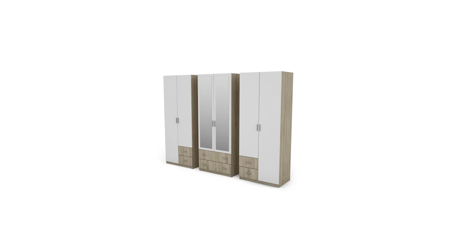 Szafa 240x220 cm sonoma jasna biel lustro – Torven | eMeblast