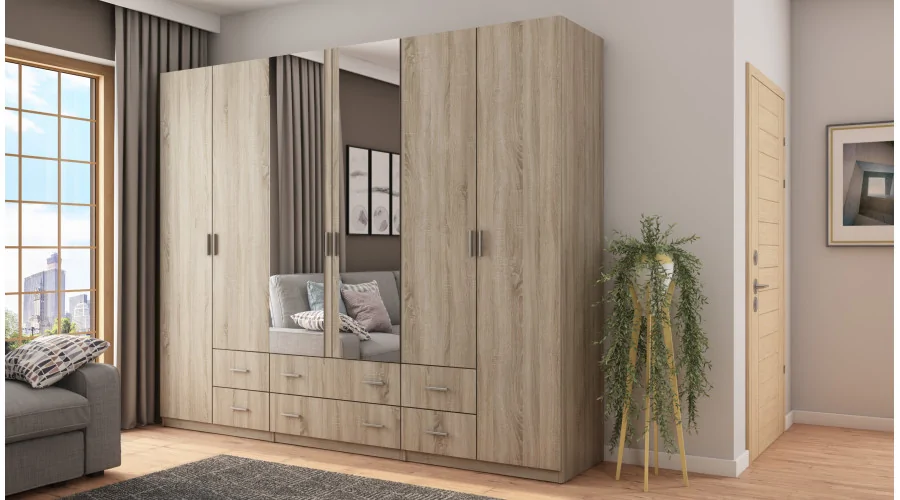 Szafa 240x220 cm sonoma jasna lustro – Torven | eMeblast Szafa 240x220 cm sonoma jasna lustro – Torven | eMeblast