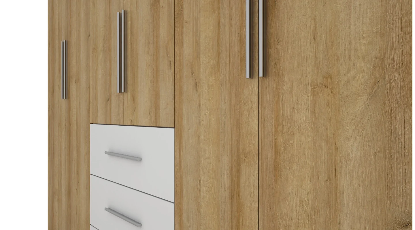 Szafa 250x220 cm biel dąb riva lustro – Zerion | eMeblast Szafa 250x220 cm biel dąb riva lustro – Zerion | eMeblast