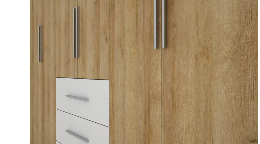Szafa 250x220 cm biel dąb riva lustro – Zerion | eMeblast Szafa 250x220 cm biel dąb riva lustro – Zerion | eMeblast