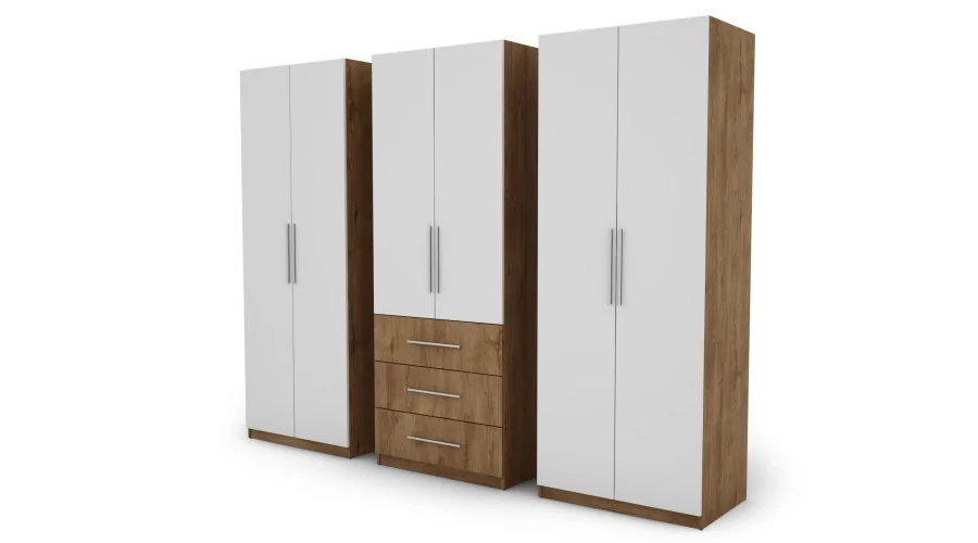 Szafa 250x220 cm dąb lefkas biel – Zerion | eMeblast