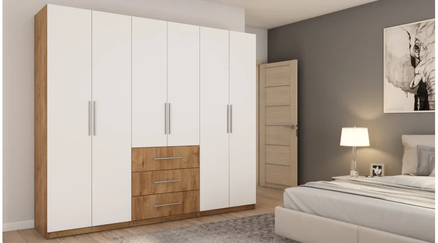 Szafa 250x220 cm dąb lefkas biel – Zerion | eMeblast