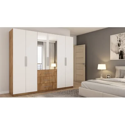 Szafa 250x220 cm dąb lefkas biel lustro – Zerion | eMeblast