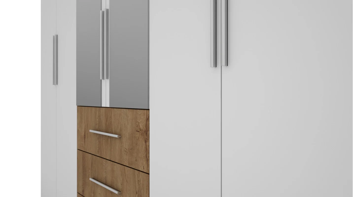 Szafa 250x220 cm dąb lefkas biel lustro – Zerion | eMeblast Szafa 250x220 cm dąb lefkas biel lustro – Zerion | eMeblast