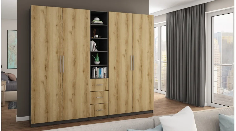 Szafa 260x220 cm grafit dąb grand naturalny – Orvian | eMeblast