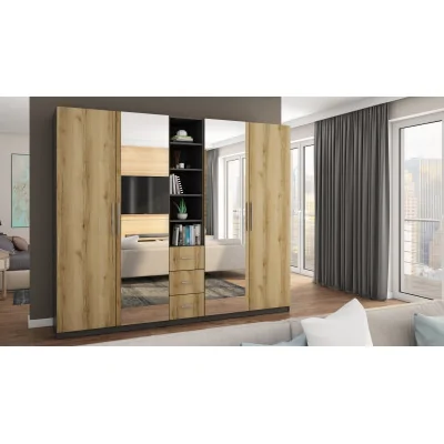 Szafa 260x220 cm grafit dąb grand naturalny lustro – Orvian | eMeblast