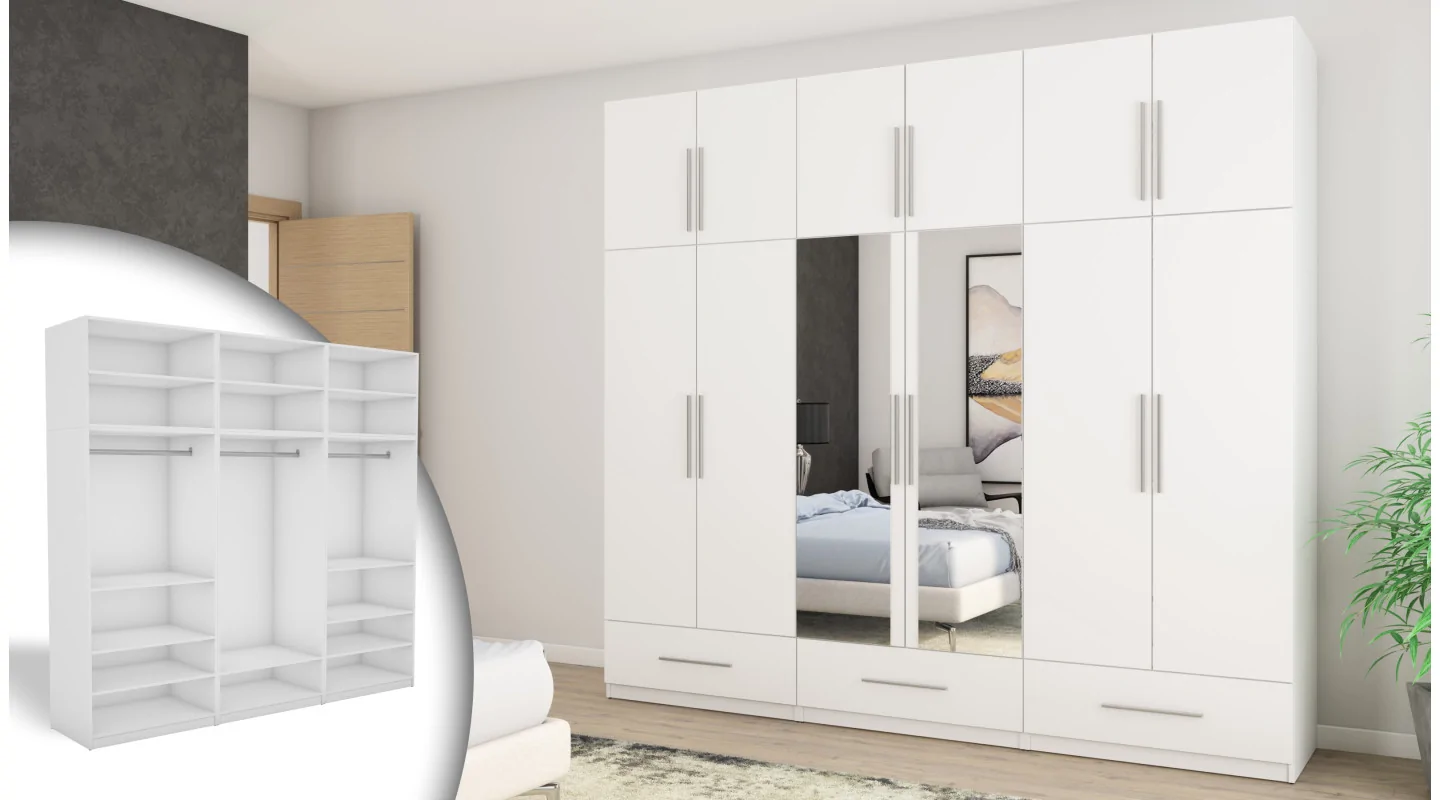 Szafa 260x240 cm biała lustro – Altivar | eMeblast