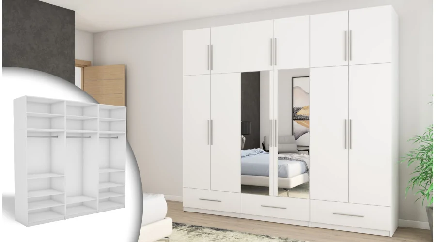 Szafa 260x240 cm biała lustro – Altivar | eMeblast