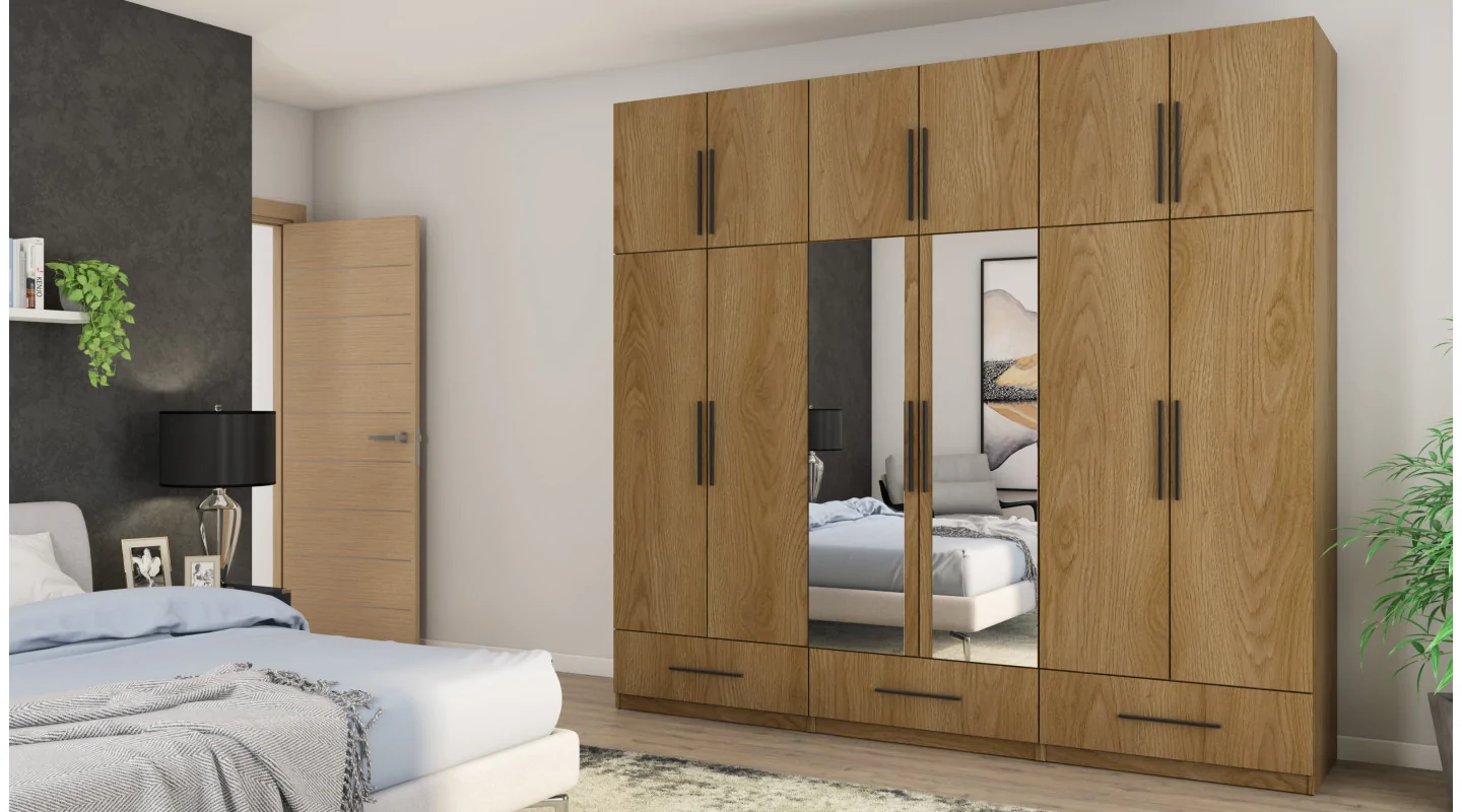 Szafa 260x240 cm dąb karmel lustro – Altivar | eMeblast