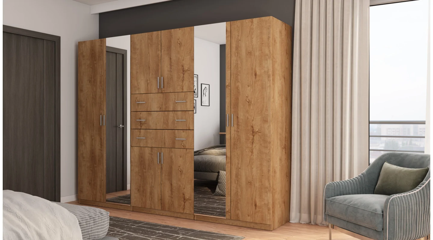Szafa 270x210 cm dąb lefkas lustro – Vireon | eMeblast