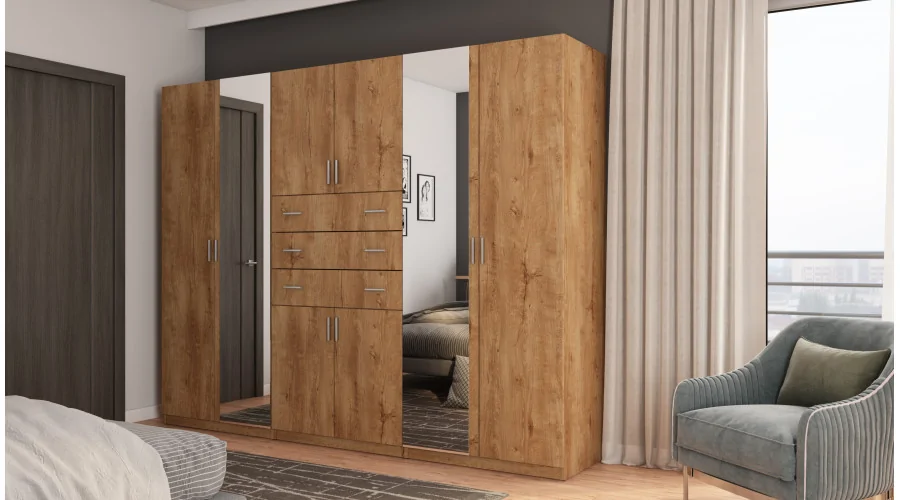 Szafa 270x210 cm dąb lefkas lustro – Vireon | eMeblast