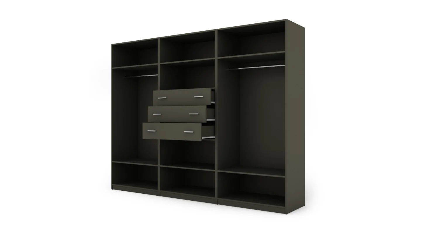 Szafa 270x210 cm grafit dąb grand naturalny lustro – Vireon | eMeblast
