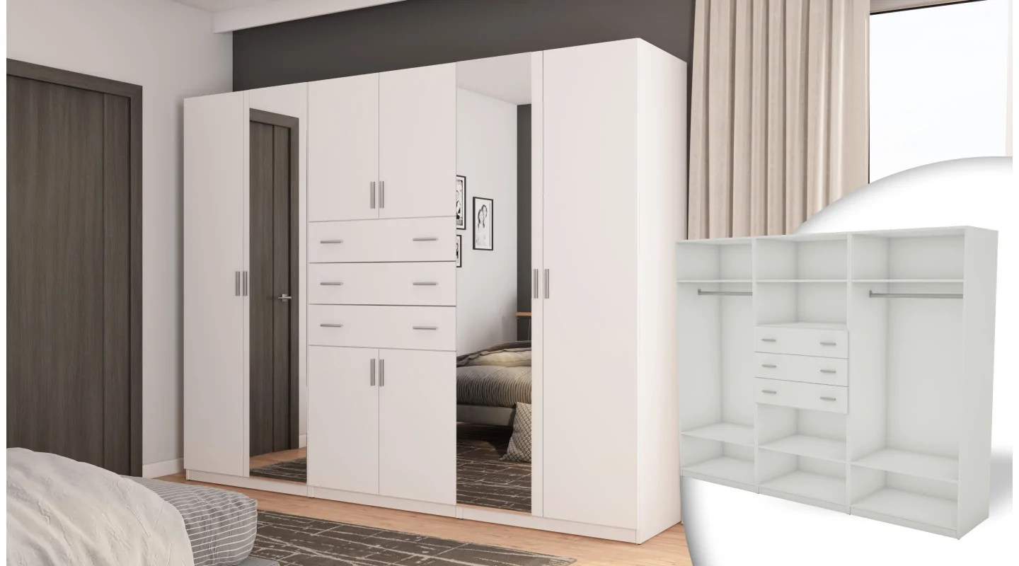Szafa 270x210 cm biała lustro – Vireon | eMeblast