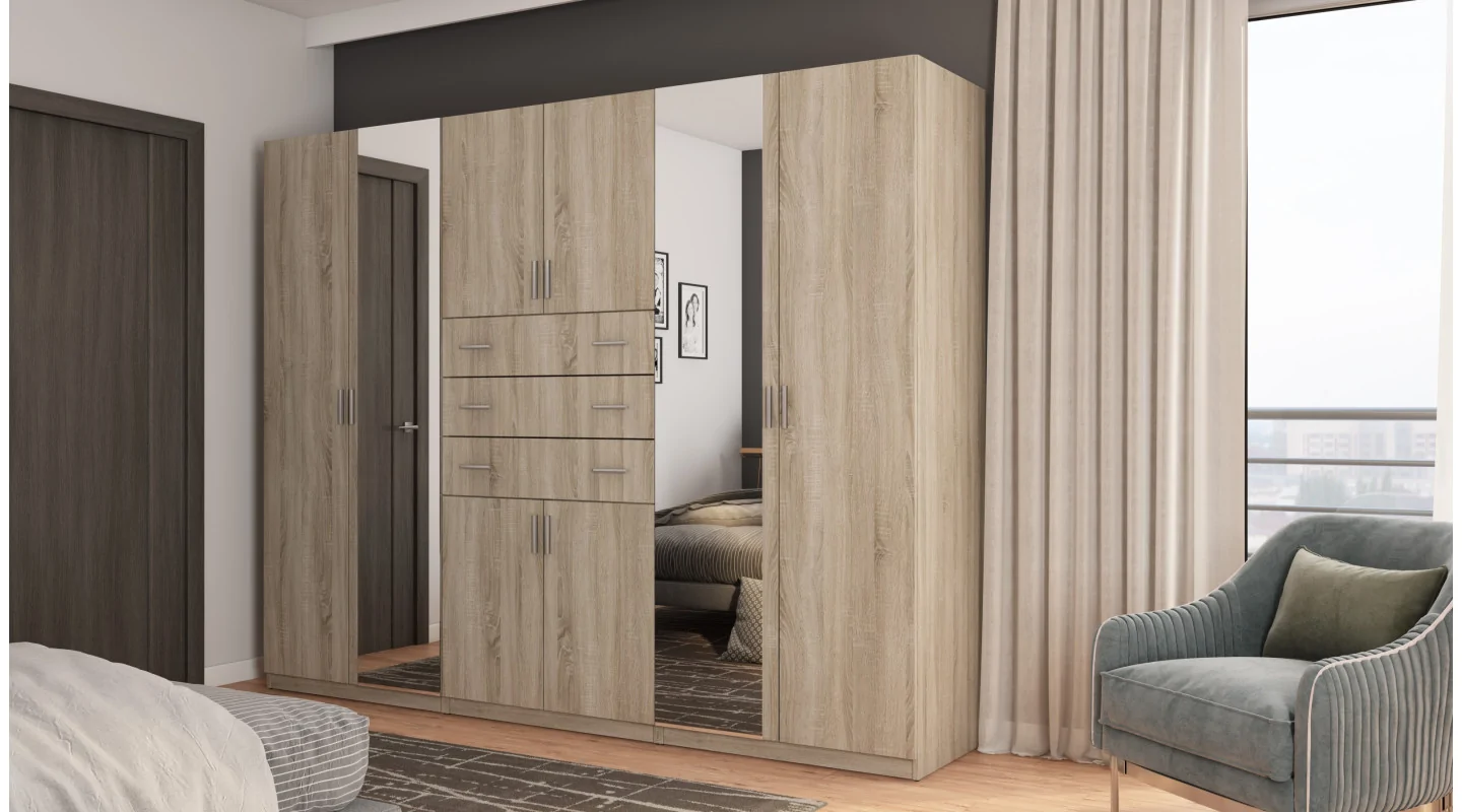 Szafa 270x210 cm sonoma jasna lustro – Vireon | eMeblast