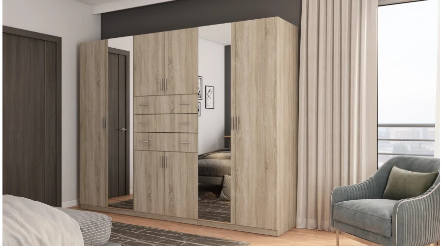 Szafa 270x210 cm sonoma jasna lustro – Vireon | eMeblast