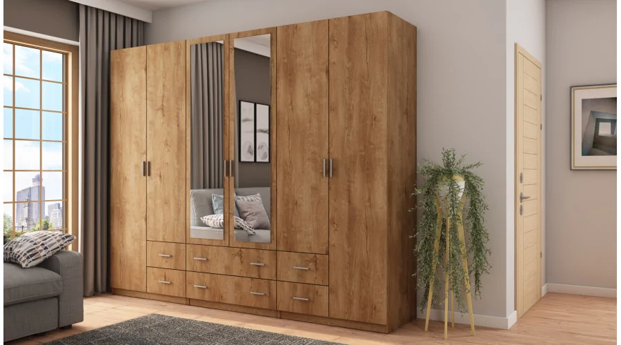 Szafa 270x220 cm dąb lefkas lustro – Dorsen | eMeblast