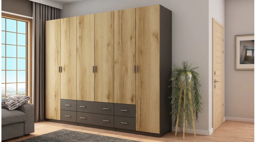 Szafa 270x220 cm grafit dąb grand naturalny – Dorsen | eMeblast