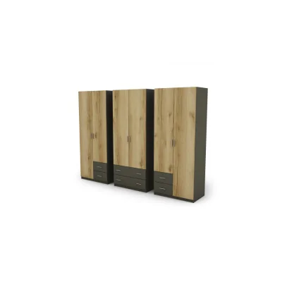 Szafa 270x220 cm grafit dąb grand naturalny lustro – Dorsen | eMeblast