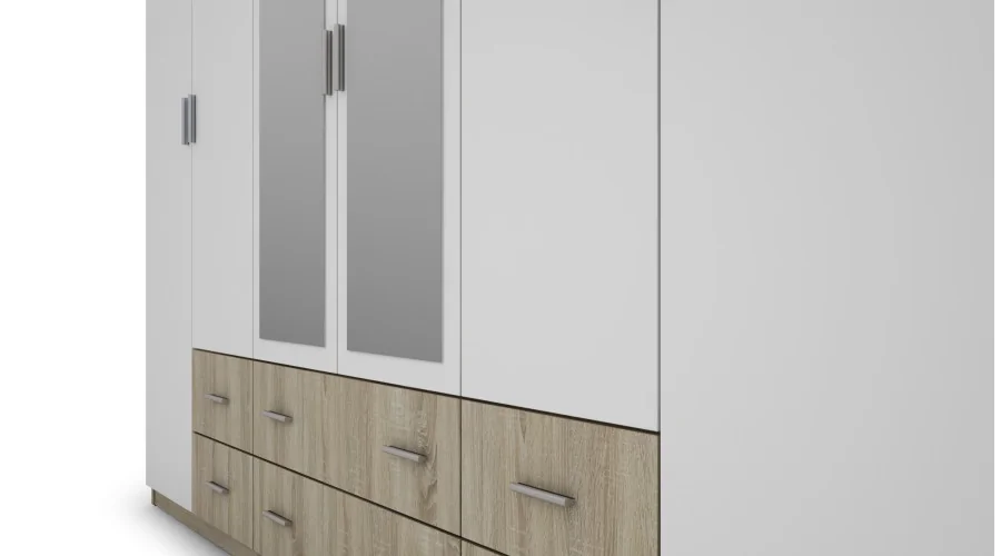 Szafa 270x220 cm sonoma jasna biel lustro – Dorsen | eMeblast