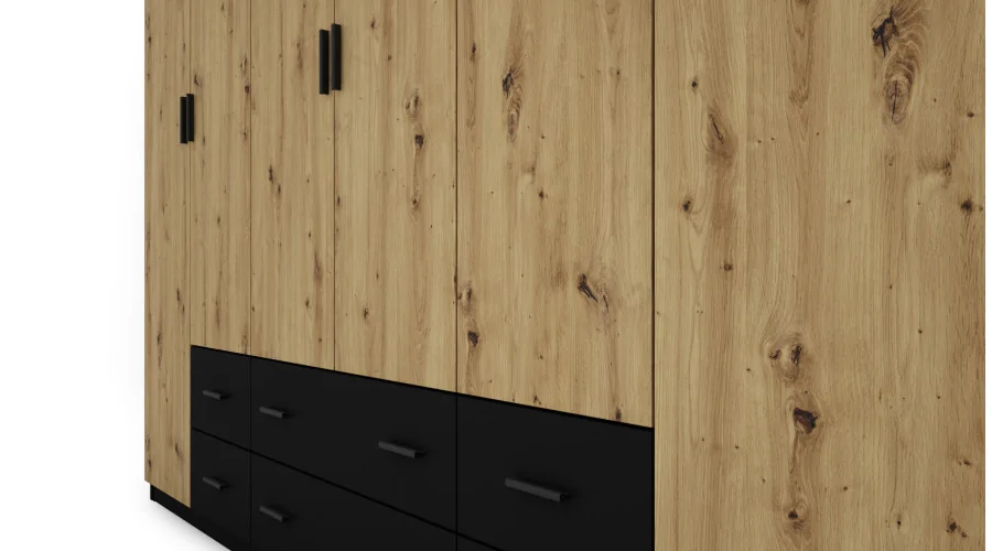 Szafa 270x220 cm czarny dąb artisan lustro – Dorsen | eMeblast
