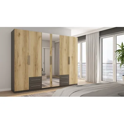 Szafa 280x220 cm grafit dąb grand naturalny lustro – Hedron | eMeblast