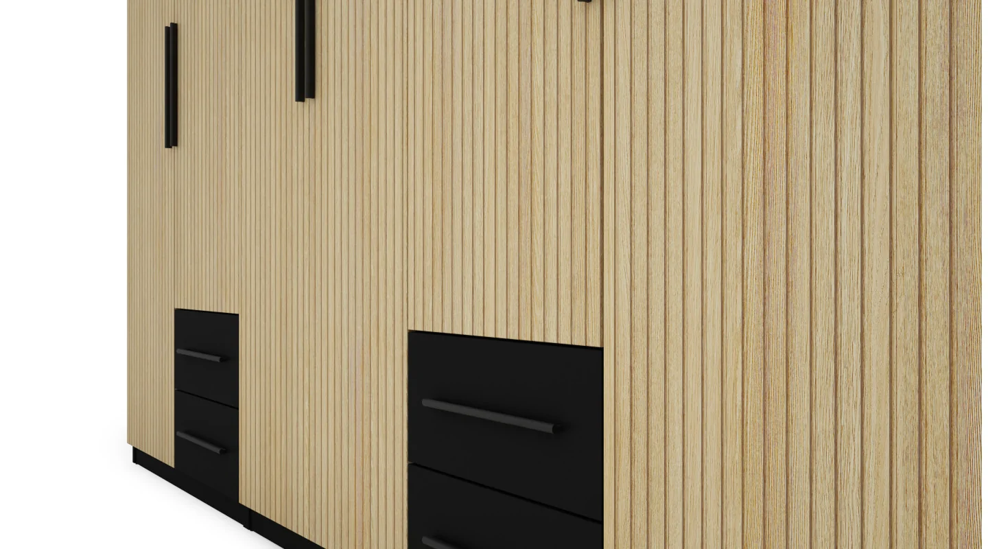 Szafa 280x220 cm czarny dąb gaja lamele – Hedron | eMeblast