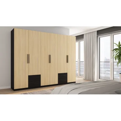 Szafa 280x220 cm czarny dąb gaja lamele – Hedron | eMeblast
