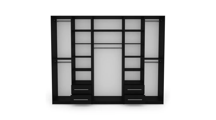 Szafa 280x220 cm czarny dąb gaja lamele lustro – Hedron | eMeblast