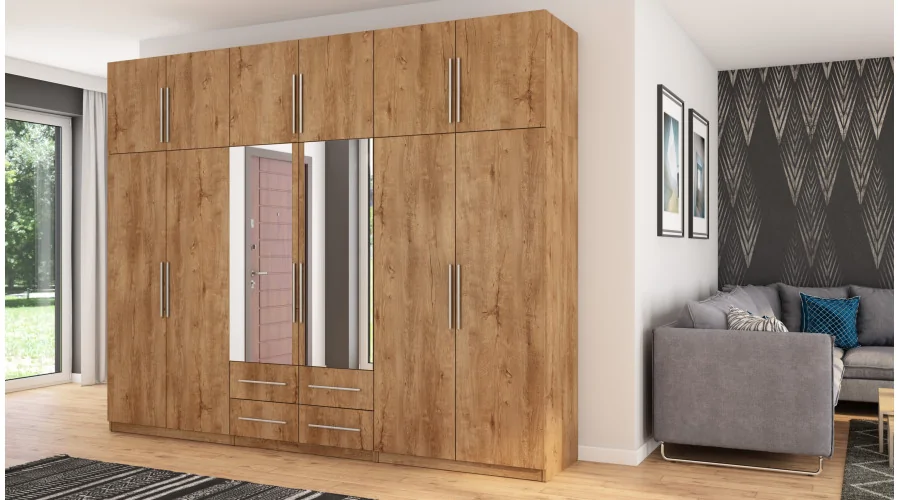 Szafa 300x240 cm dąb lefkas lustro – Alturo | eMeblast