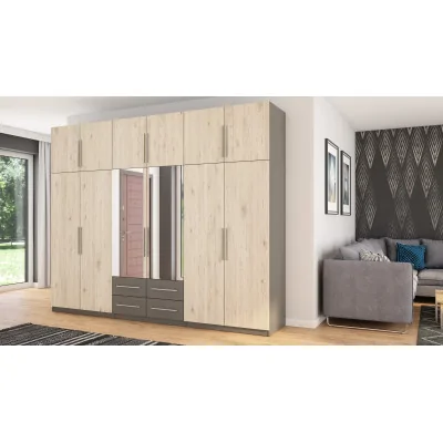 Szafa 300x240 cm grafit dąb bordeaux lustro – Alturo | eMeblast