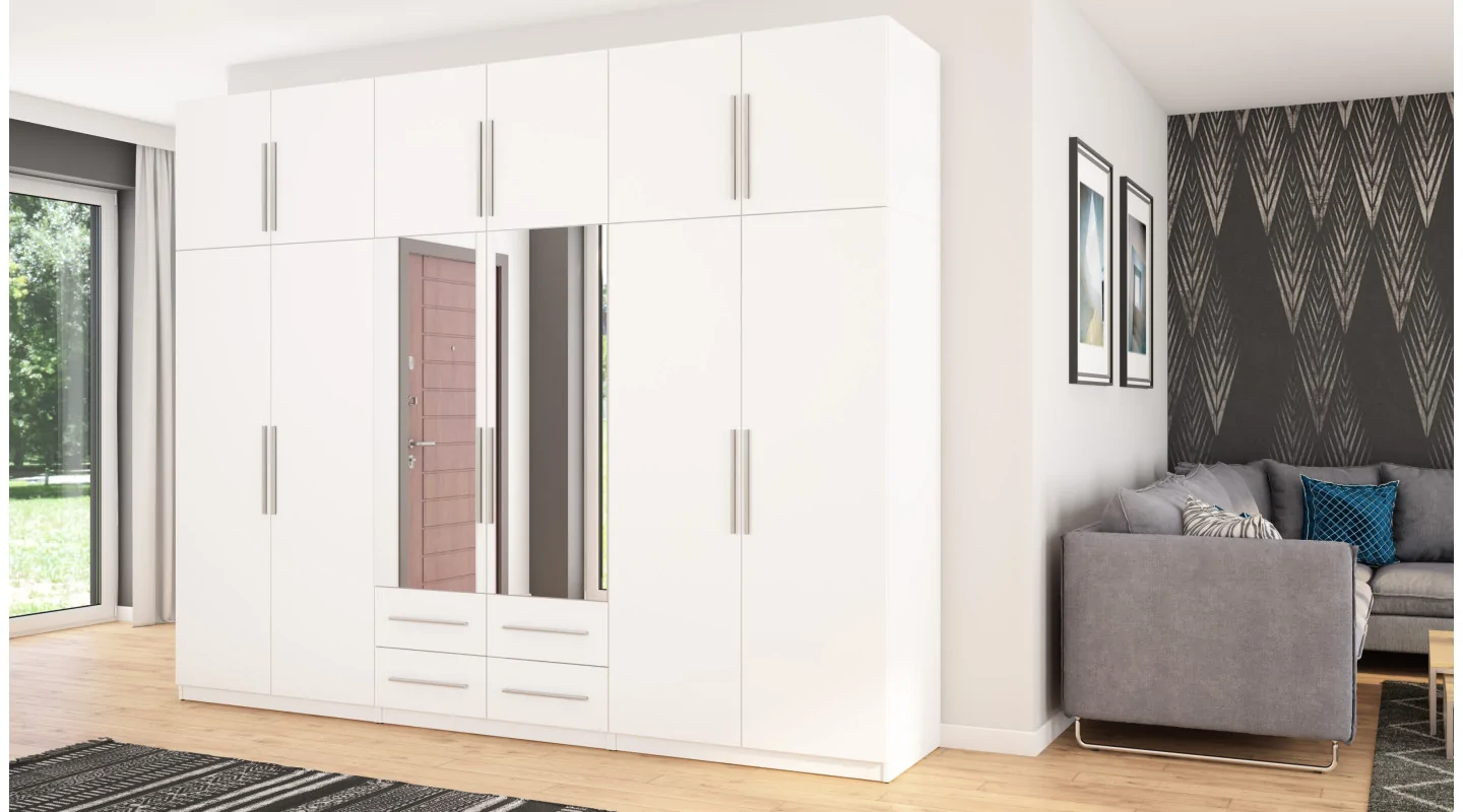 Szafa 300x240 cm biała lustro – Alturo | eMeblast