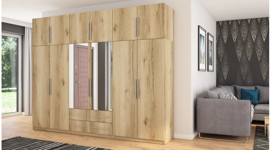 Szafa 300x240 cm dąb grand naturalny lustro – Alturo | eMeblast Szafa 300x240 cm dąb grand naturalny lustro – Alturo | eMeblast