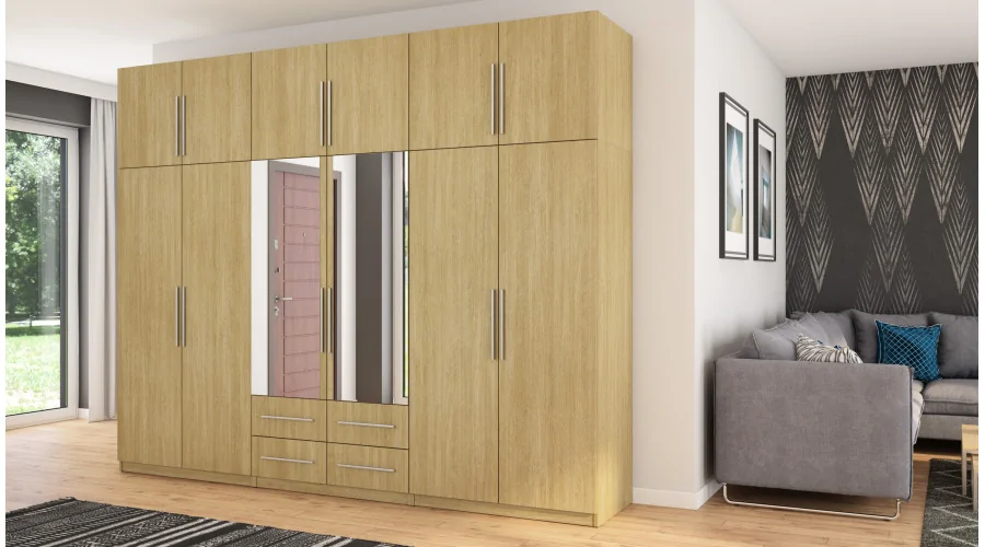 Szafa 300x240 cm jodełka scandi lustro – Alturo | eMeblast