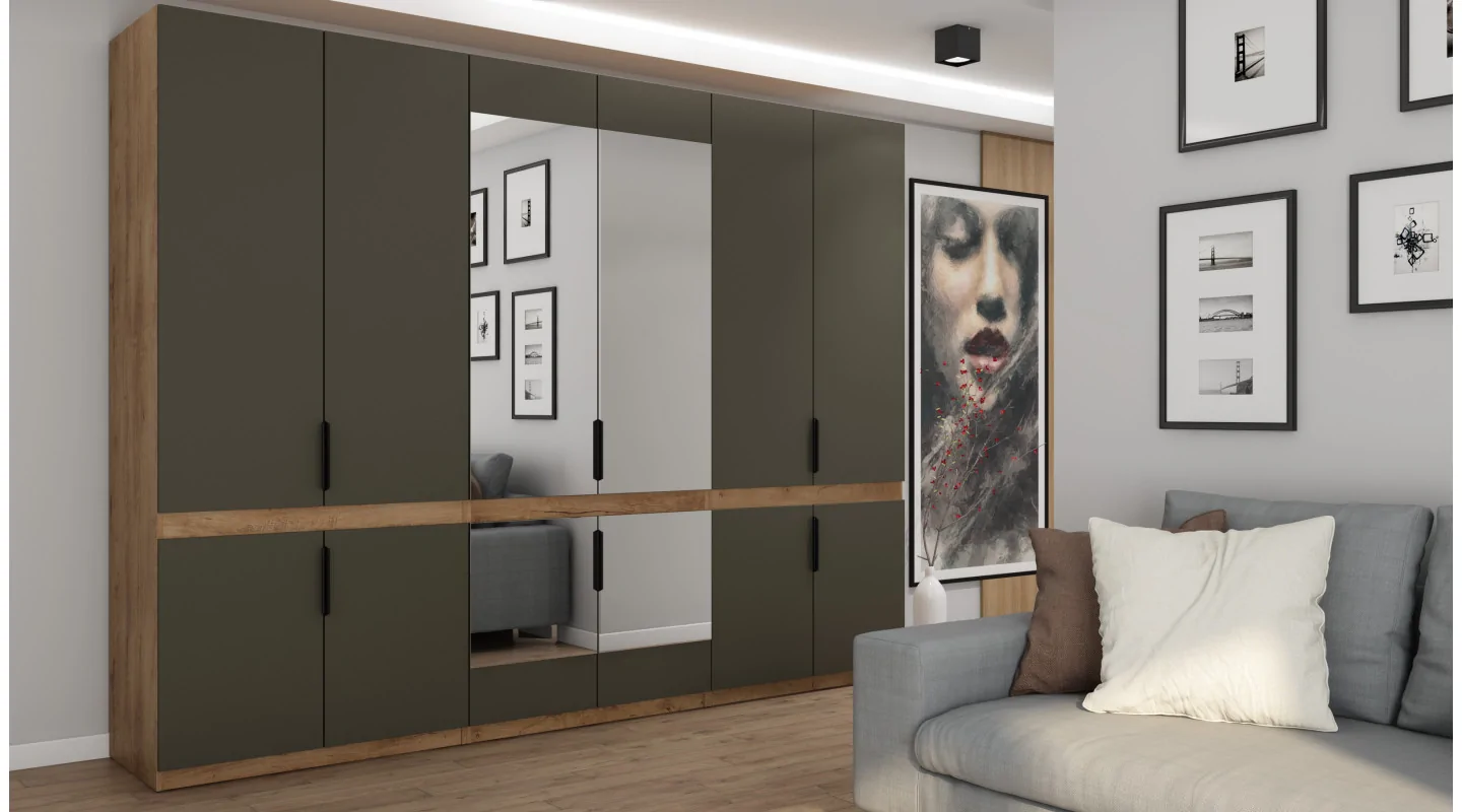 Szafa 310x240 cm dąb lefkas grafit lustro – Ordinex | eMeblast