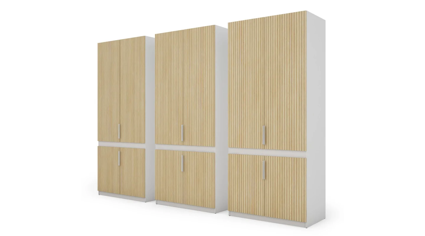 Szafa 310x240 cm biel dąb gaja lamele lustro – Ordinex | eMeblast