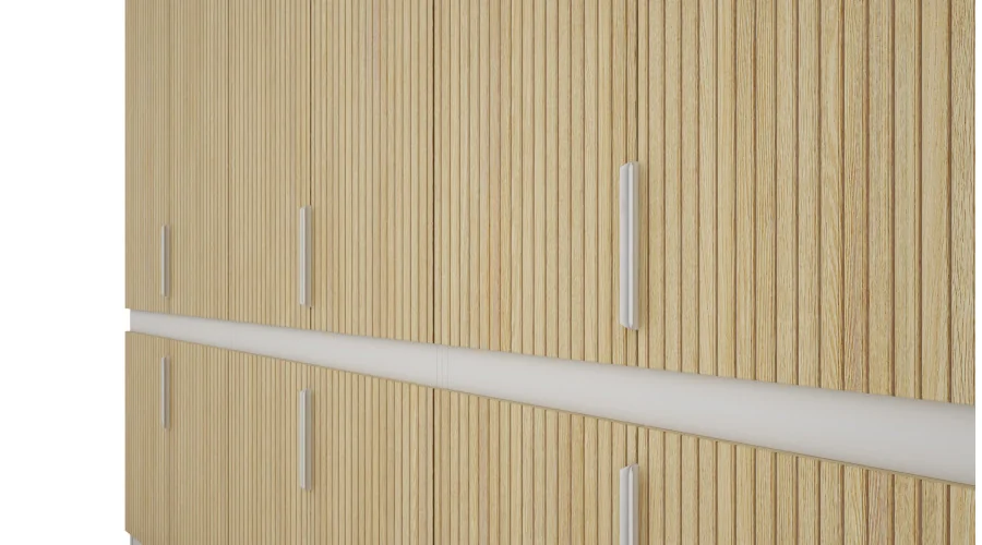 Szafa 310x240 cm biel dąb gaja lamele lustro – Ordinex | eMeblast