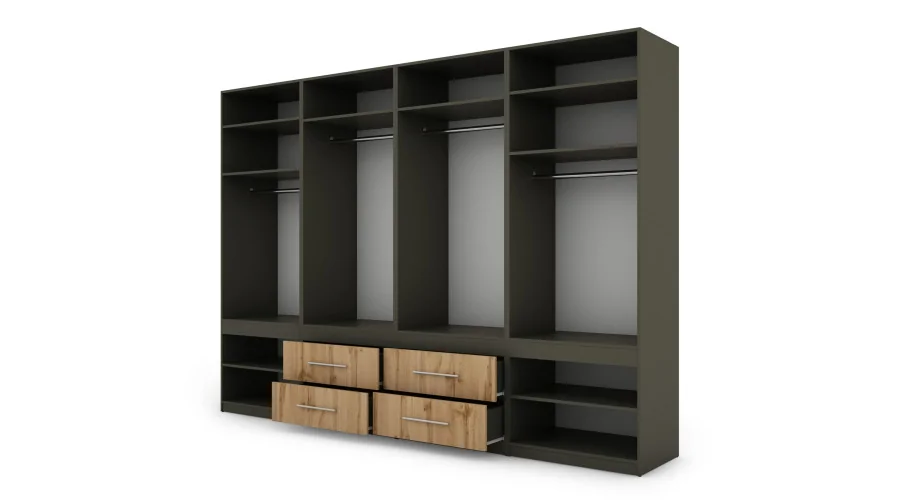 Szafa 320x230 cm grafit dąb wotan lustro – Accessa | eMeblast Szafa 320x230 cm grafit dąb wotan lustro – Accessa | eMeblast