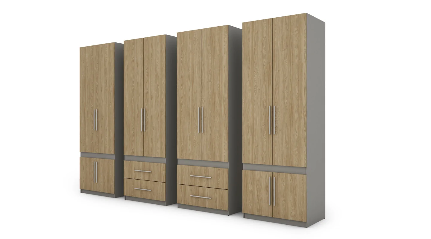 Szafa 320x230 cm szary platynowy dąb olejowany – Accessa | eMeblast
