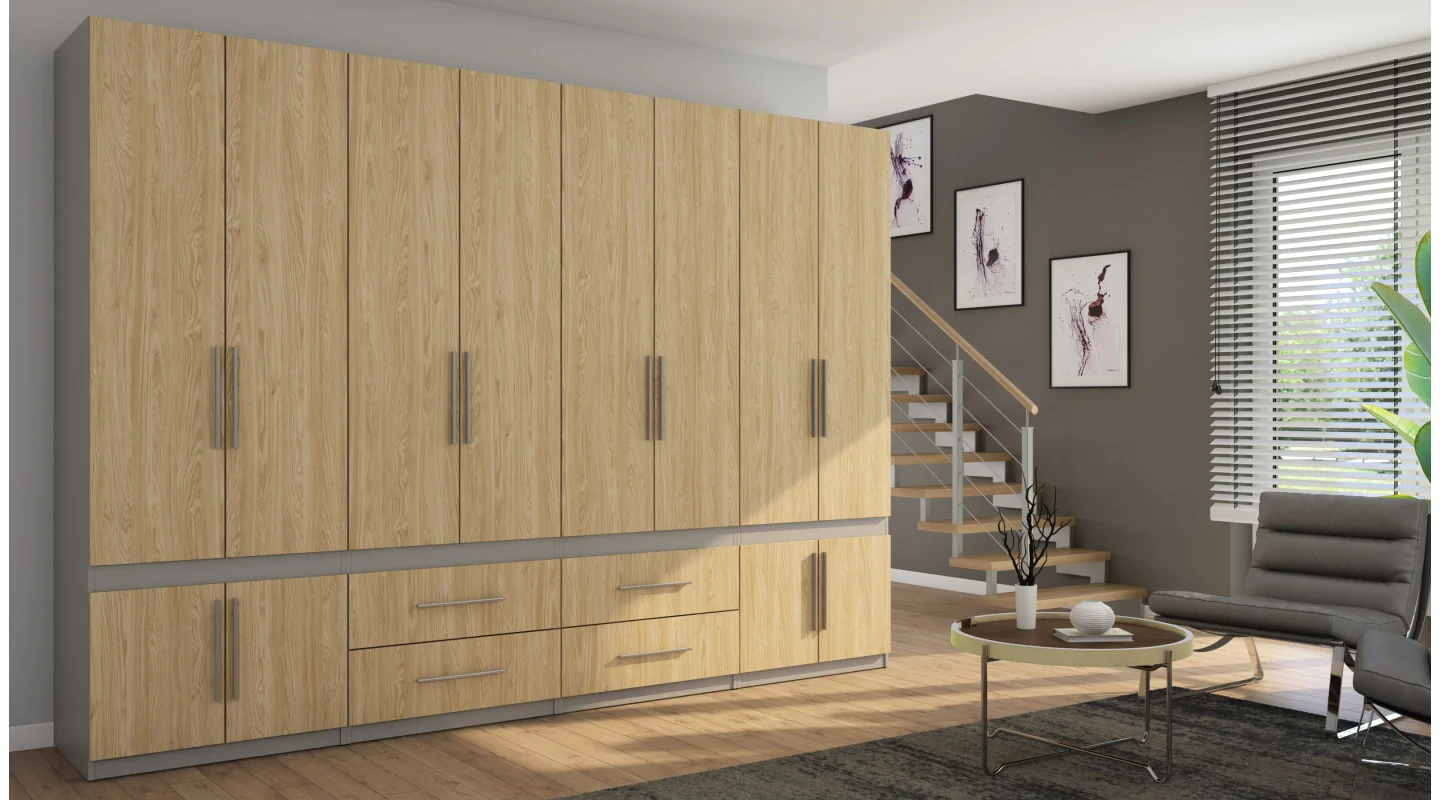 Szafa 320x230 cm szary platynowy dąb olejowany – Accessa | eMeblast