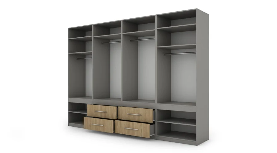 Szafa 320x230 cm szary platynowy dąb olejowany lustro – Accessa | eMeblast Szafa 320x230 cm szary platynowy dąb olejowany lustro – Accessa | eMeblast