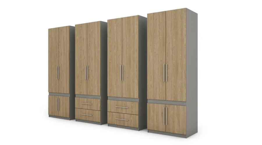 Szafa 320x230 cm szary platynowy dąb olejowany lustro – Accessa | eMeblast Szafa 320x230 cm szary platynowy dąb olejowany lustro – Accessa | eMeblast