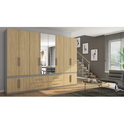 Szafa 320x230 cm szary platynowy dąb olejowany lustro – Accessa | eMeblast