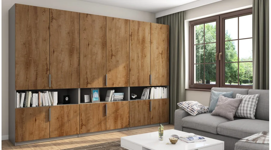 Szafa 330x230 cm szary platynowy dąb lefkas – Expono | eMeblast